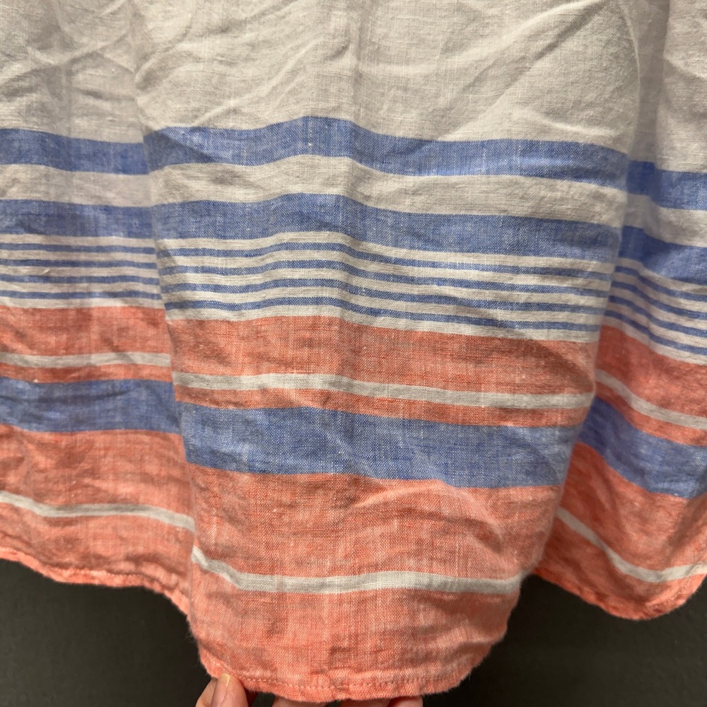 Talbots White Tunic with Blue and Coral Stripes - Picture 4 of 6